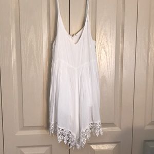 Lightweight white ROMPER with lace trim